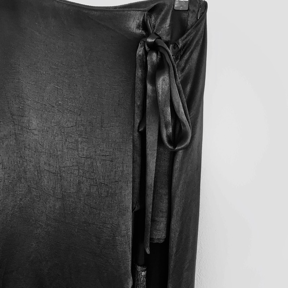 Zara Fringed Black Pareo Skirt NWT - Picture 9 of 9